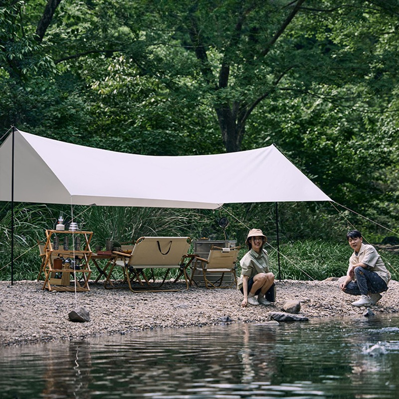 Camping Cooking Canopy - Outdoor Portable Blackout Vinyl Awning -