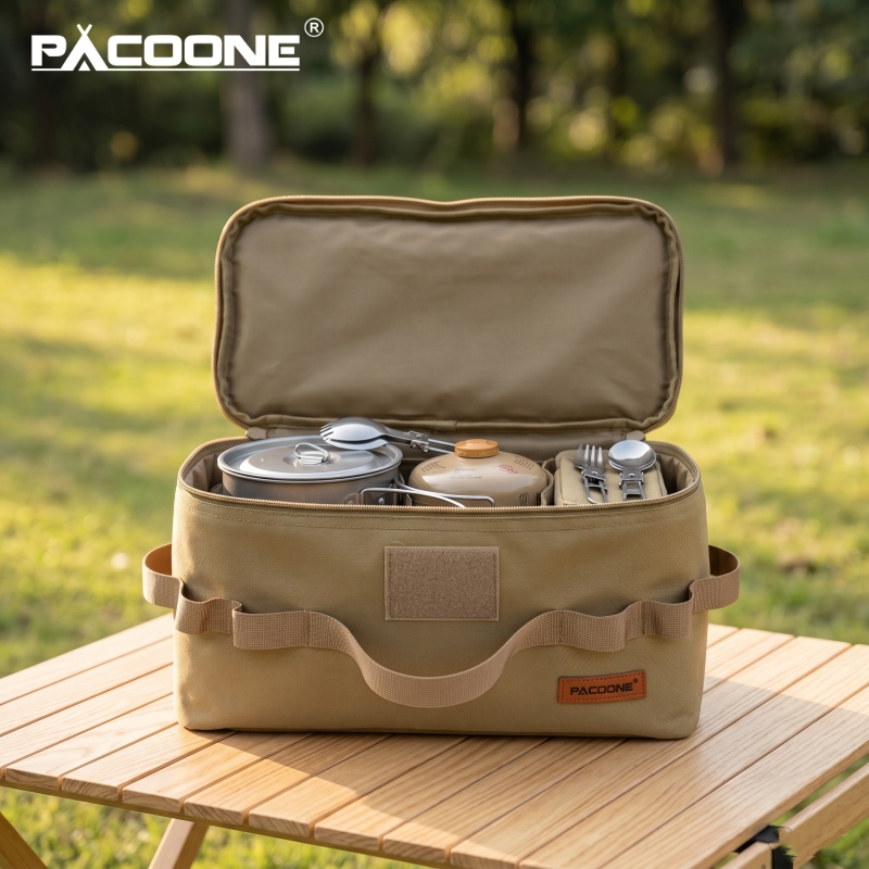 Camping Cooking Set With Bag - PACOONE Portable Camping Storage Bag Multifunctional