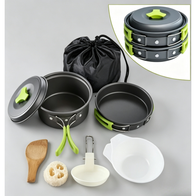 Camping Cooking Set With Bag - Portable Durable Camping Cookware Set Outdoor