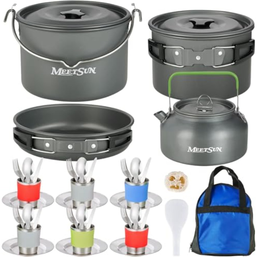 Camping Cooking Pan - MEETSUN Camping Cookware Set - 37