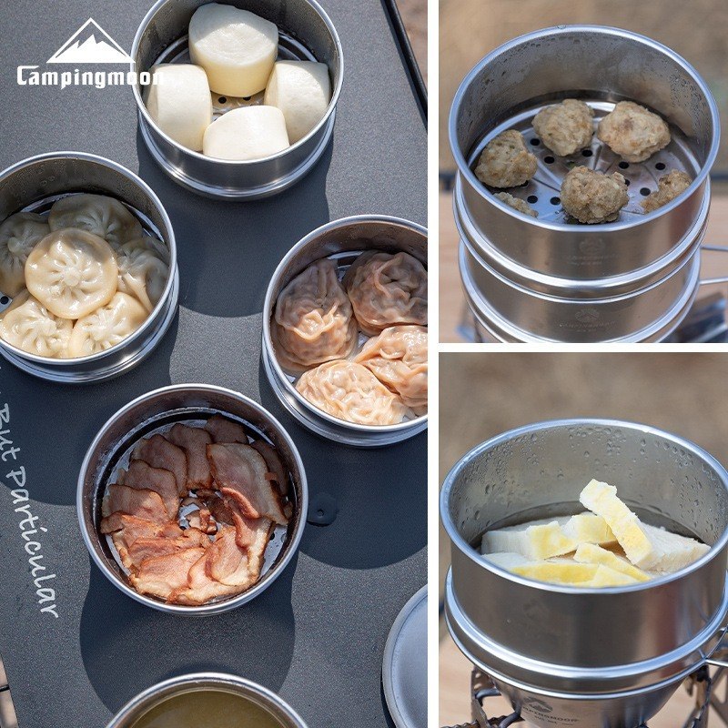 Camping Cooking Bowl - CAMPINGMOON Outdoor Camping Picnic Stainless Steel