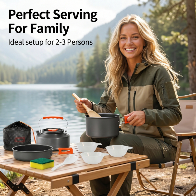 Camping Cooking Set With Bag - 10PCS Ultralight Portable Aluminum Camping Cookware