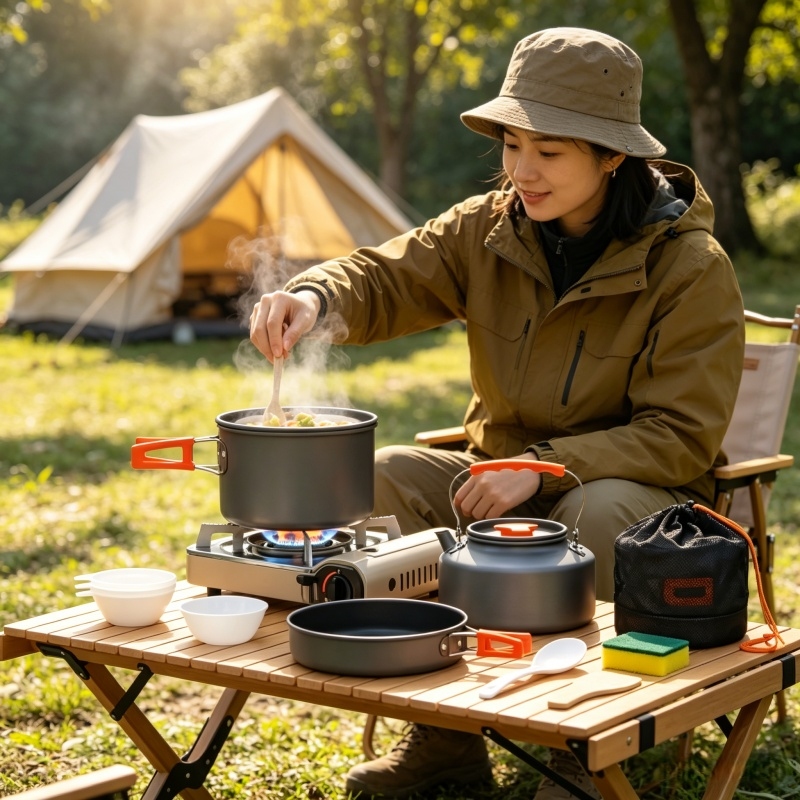 Camping Cooking Ware Set - Camping Cookware Set Outdoor Pot Tableware