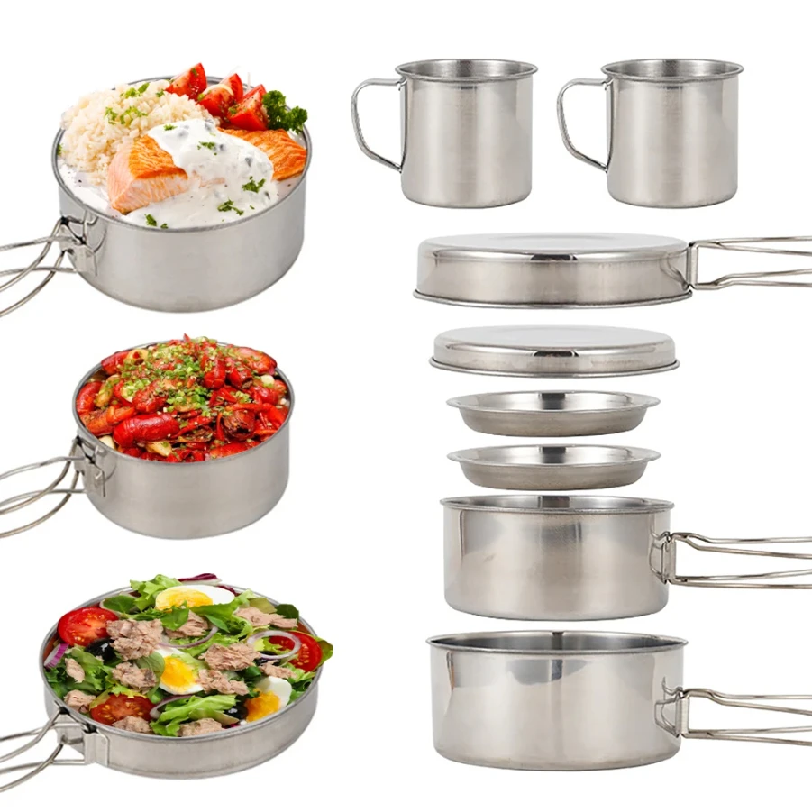 8pcs/Set Camping Cookware Mess - Camping Cooking Set With Bag のレビューと価格