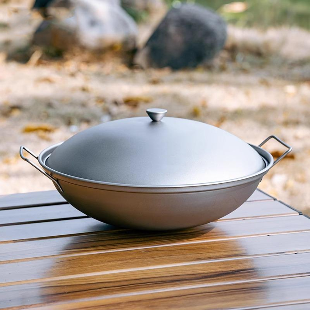 Titanium Wok Pan with Lid Doub - Camping Cooking Ware Set のレビューと価格