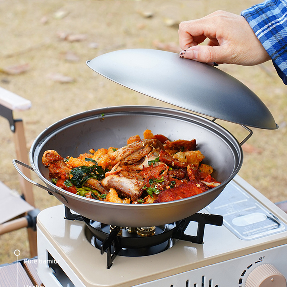 Titanium Wok Pan with Lid Doub - Camping Cooking Ware Set のレビューと価格