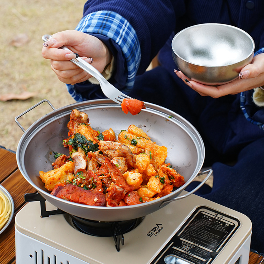 Titanium Wok Pan with Lid Doub - Camping Cooking Ware Set のレビューと価格