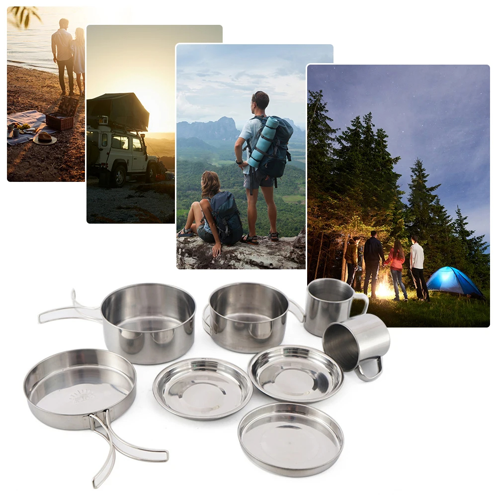 8pcs/Set Camping Cookware Mess - Camping Cooking Set With Bag のレビューと価格