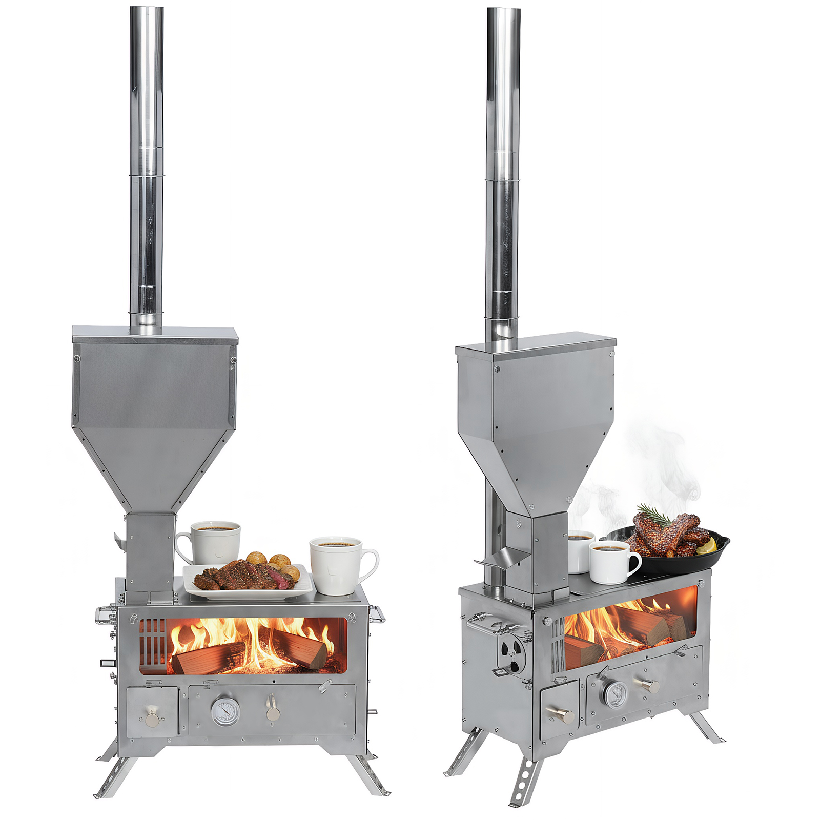 Portable Wood-Burning Camp Sto - Camping Cooking Area のレビューと価格