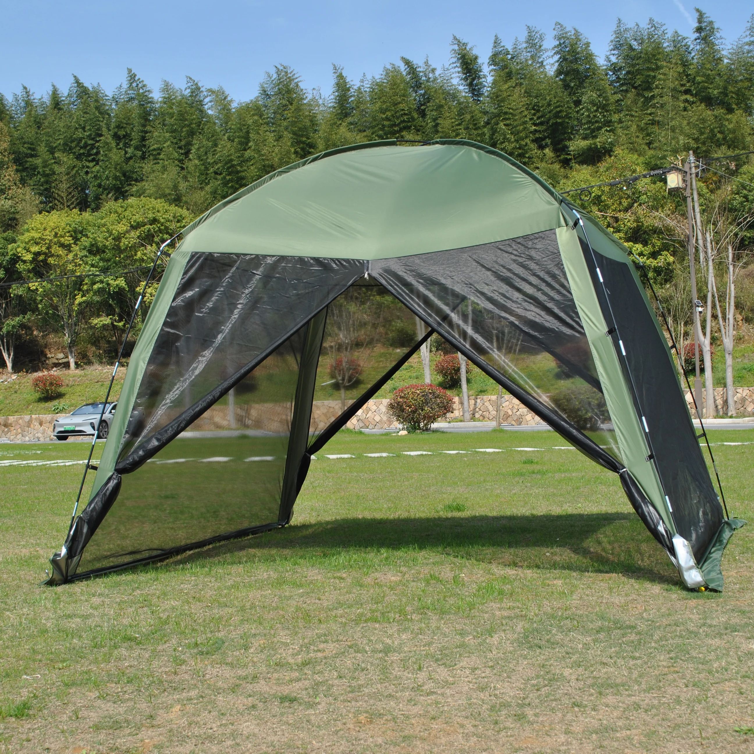 BBQ Mesh Tent 4-6 Person Green - Camping Cooking Canopy のレビューと価格