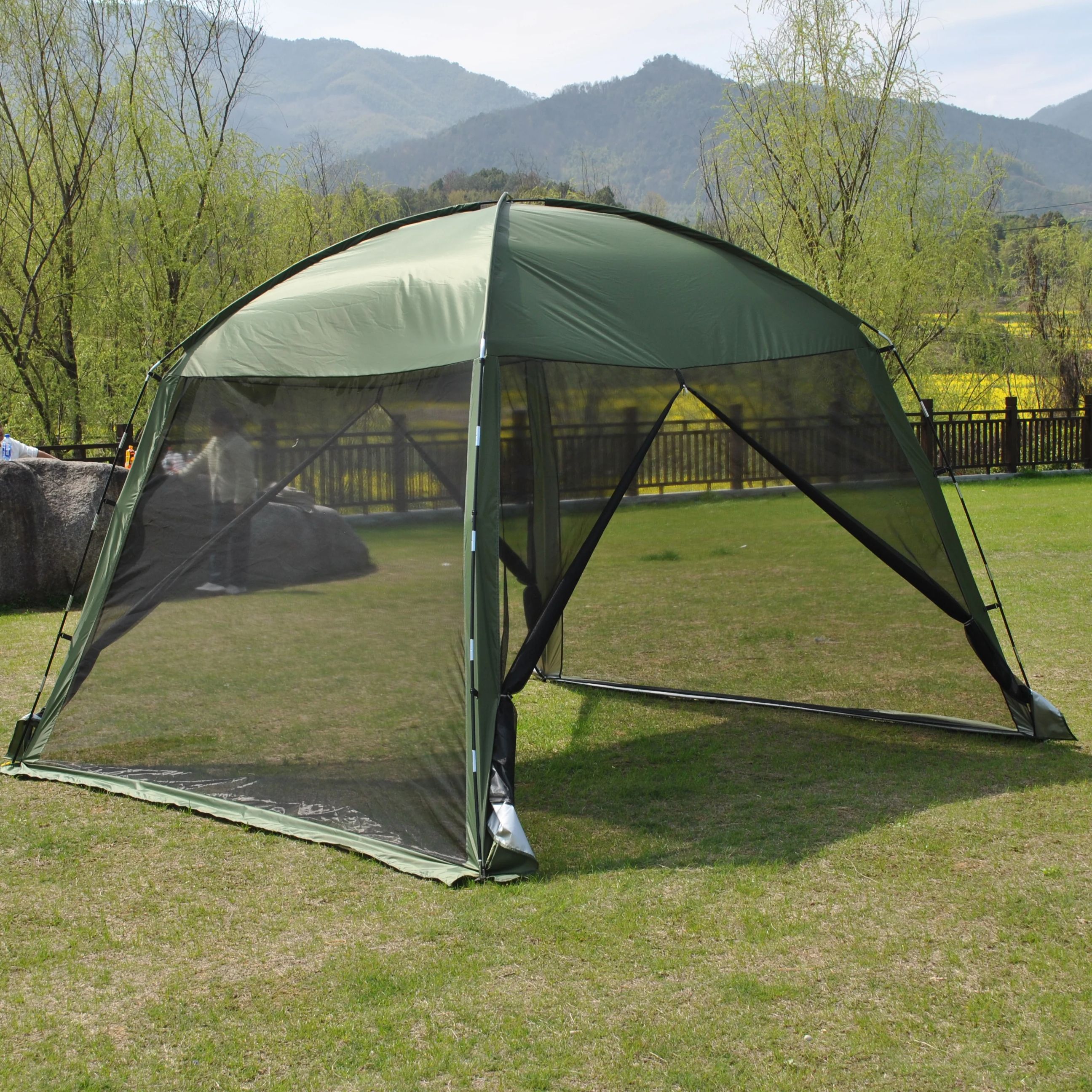 BBQ Mesh Tent 4-6 Person Green - Camping Cooking Canopy のレビューと価格