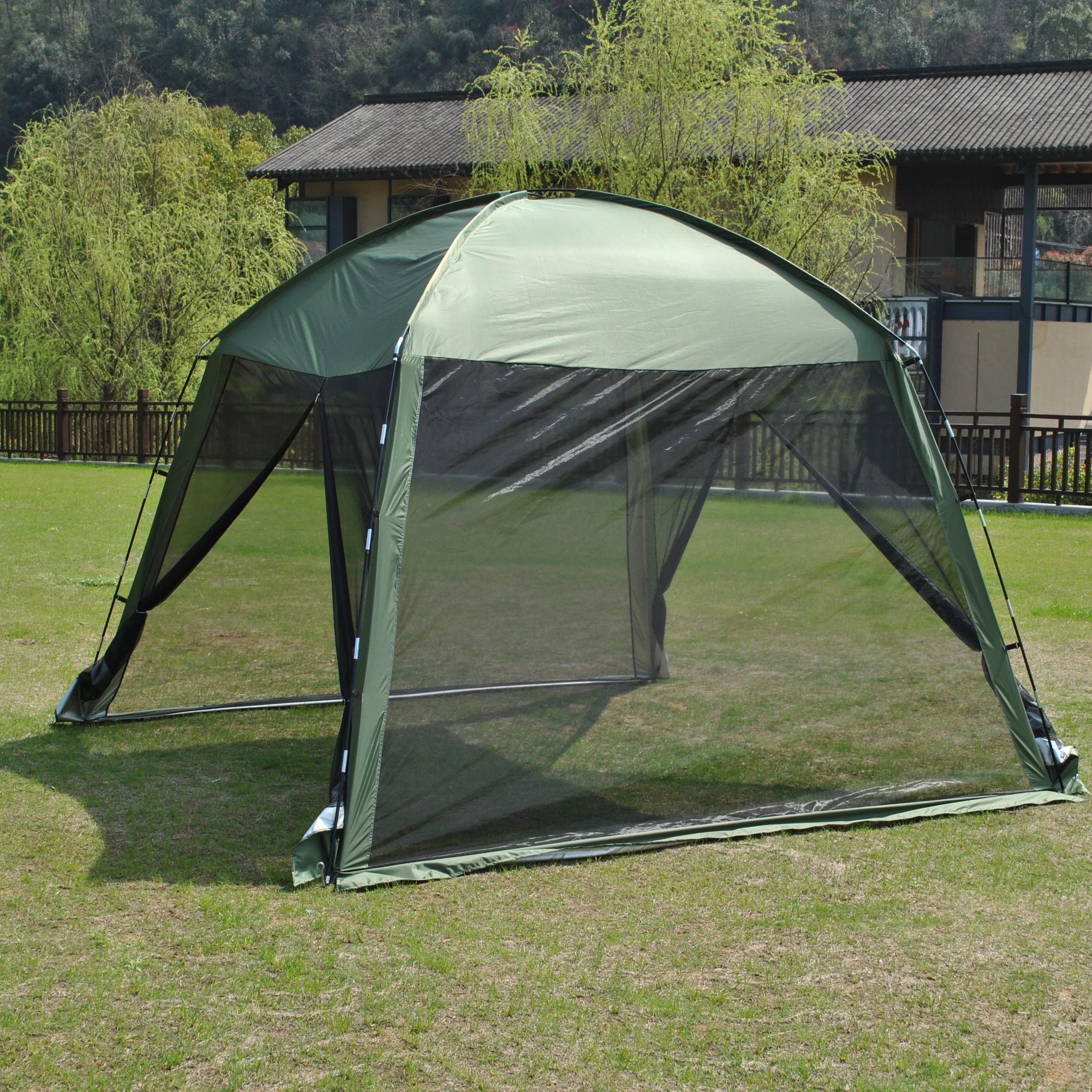 BBQ Mesh Tent 4-6 Person Green - Camping Cooking Canopy のレビューと価格