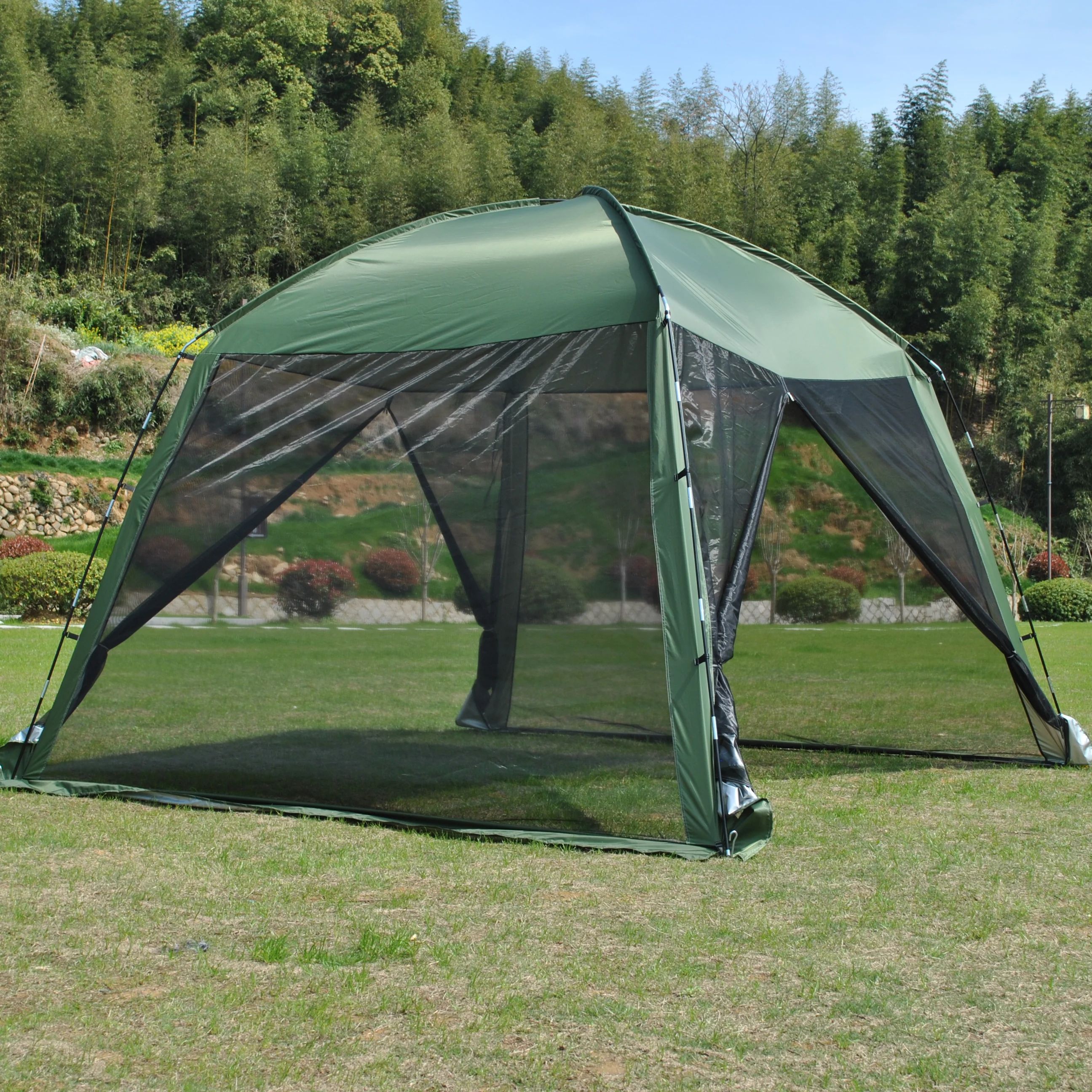 BBQ Mesh Tent 4-6 Person Green - Camping Cooking Canopy のレビューと価格