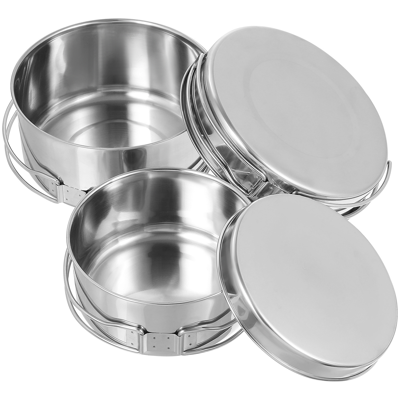 4Pcs Stainless Steel Camping C - Camping Cooking In Forest のレビューと価格
