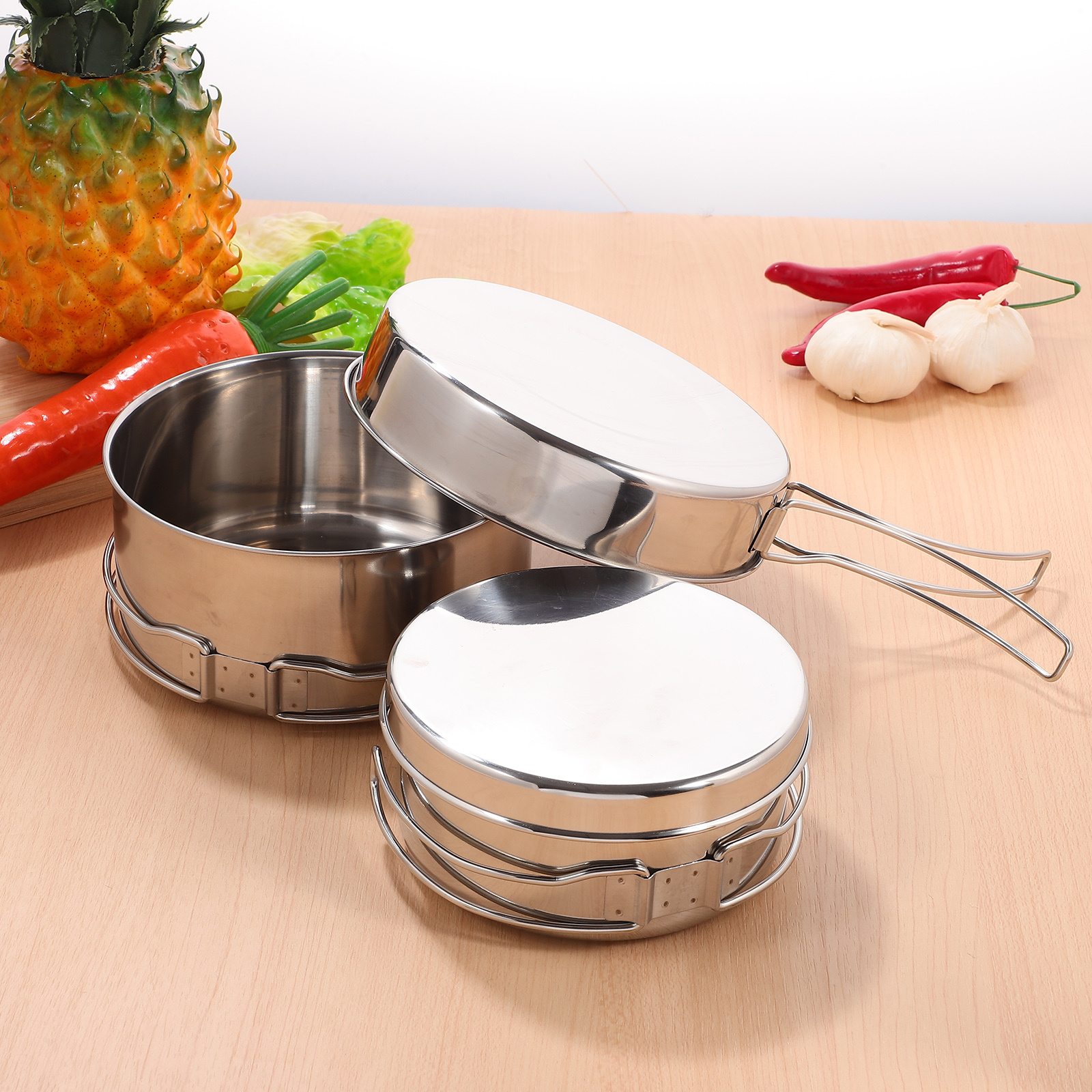 4Pcs Stainless Steel Camping C - Camping Cooking In Forest のレビューと価格