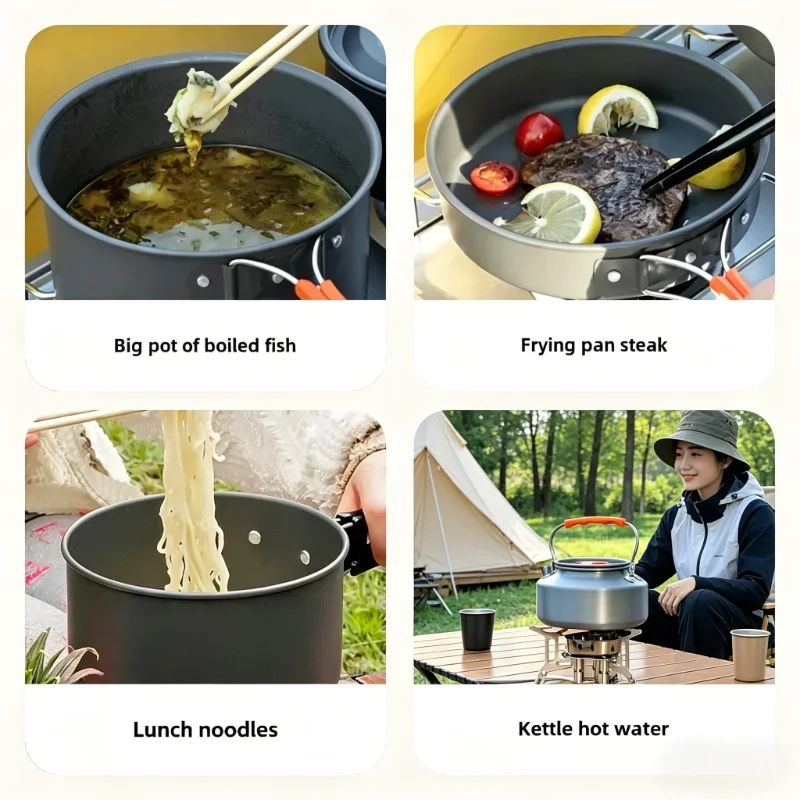 10PCS Ultralight Portable Alum - Camping Cooking Set With Bag のレビューと価格