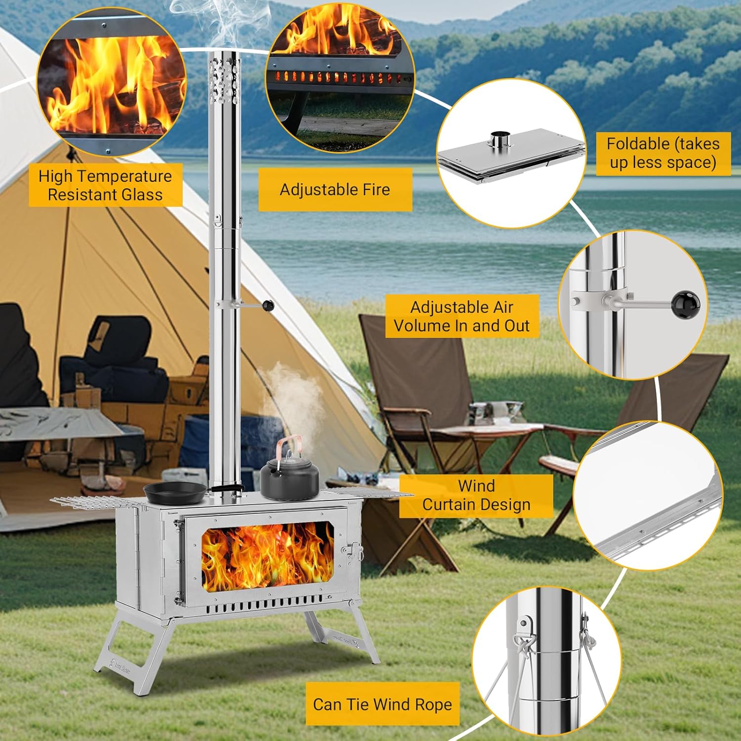 Hot Tent Stove, Wood Burning S - Camping Cooking Tent のレビューと価格
