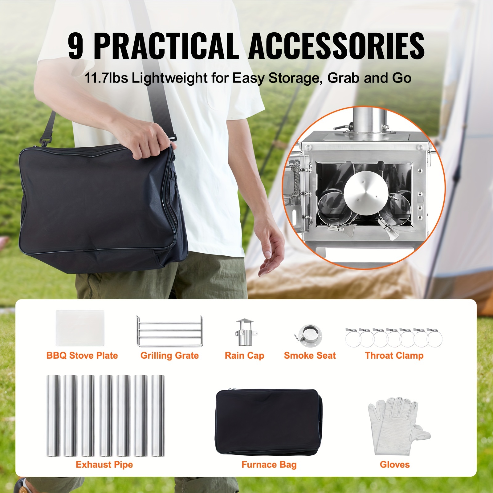 VEVOR Wood Stove, 80 Inch, Sta - Camping Cooking Tent のレビューと価格