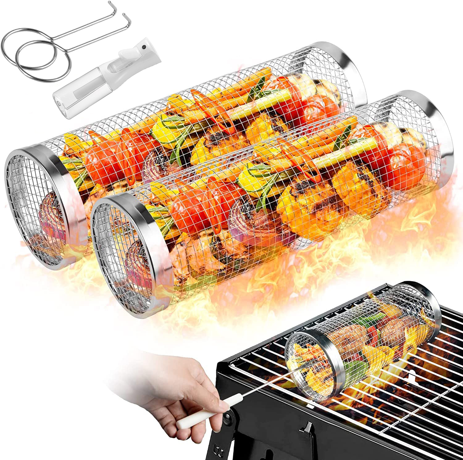 2 Pieces Rolling Grilling Bask - Camping Cooking Youtube のレビューと価格
