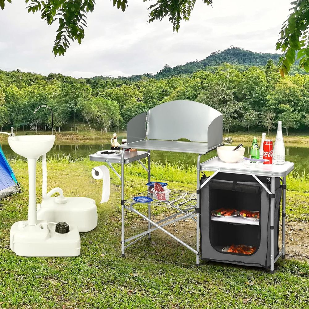 Camping Kitchen Table, Portabl - Camping Cooking Area のレビューと価格