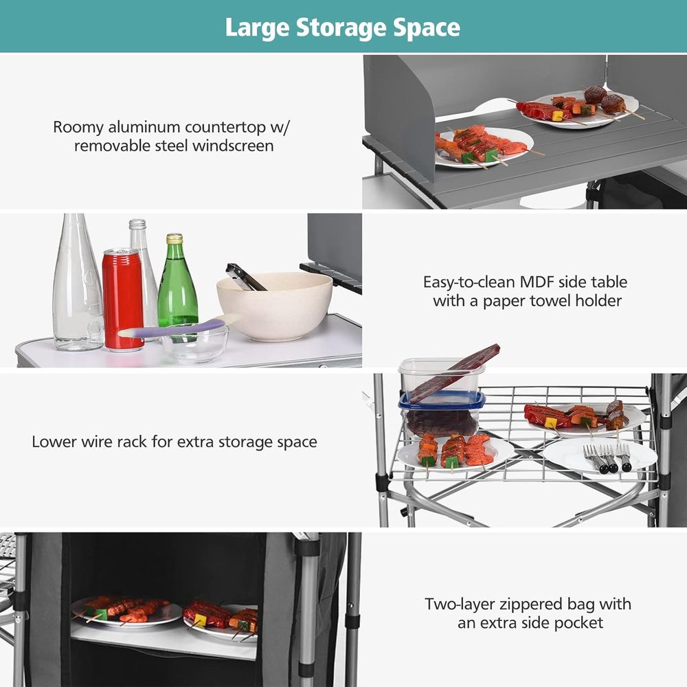 Camping Kitchen Table, Portabl - Camping Cooking Area のレビューと価格