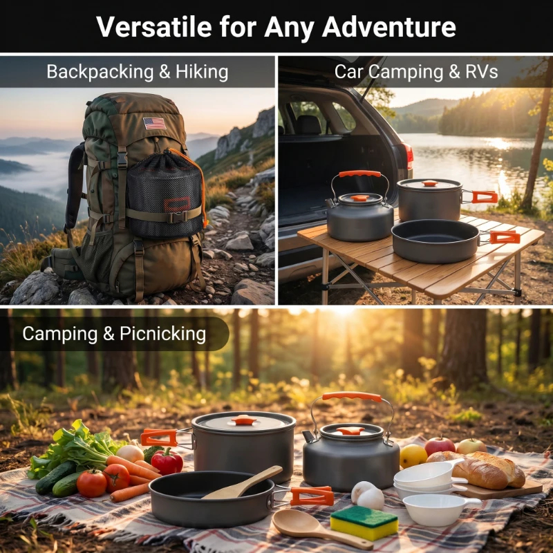 Camping Cookware Set Outdoor P - Camping Cooking Ware Set のレビューと価格