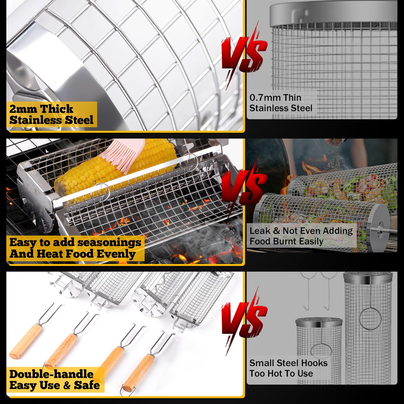 BUYYES Rolling Grill Basket BB - Camping Cooking Youtube のレビューと価格