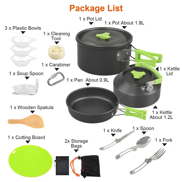 16pcs Camping Cooking Ware Set - Camping Cooking Ware Set のレビューと価格